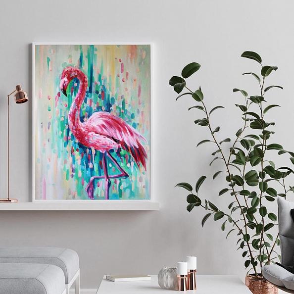 Diy Frameless Paint By Number Kits -  Pink Bird PW653