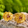 Natural Olivine Flower Stud Earrings PWB388