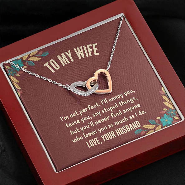 'I'M NOT PERFECT' Interlocking Hearts Necklace PWB317