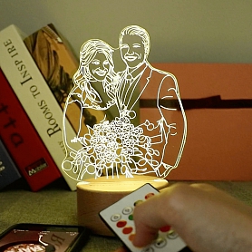 Custom Photo 3D Lamp Wooden Base PW042