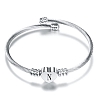 Heart Charm Bangle With Initial Alphabet PW880