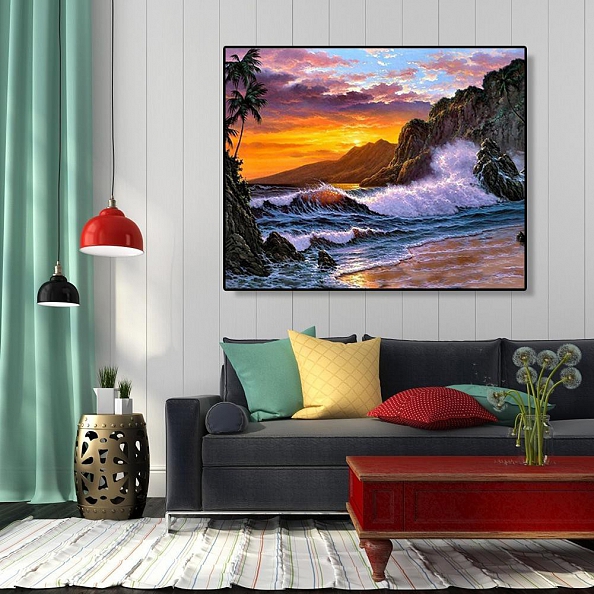 DIY Paint By Numbers-Seaside Sunset(40*50 CM)  PW607