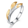925 Sterling Silver Three-leaves Ring PWB411