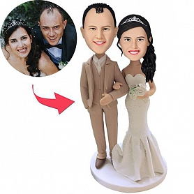 Wedding With Creamy White Suit Custom Bobblehead PW314