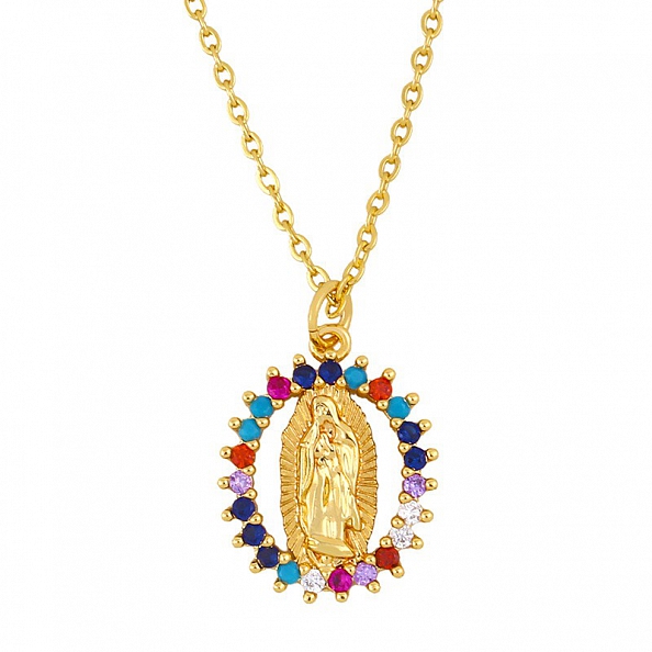 Rainbow Virgin Mary Necklace PW998