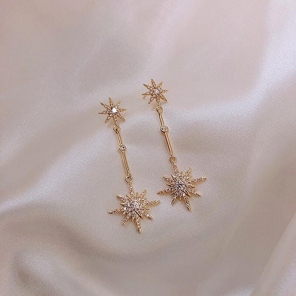 Shiny Crystal Star Drop Earrings PWB270