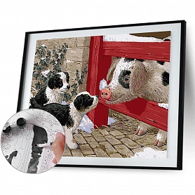 Diy Paint by Number Kits-Pg and Dog PW646