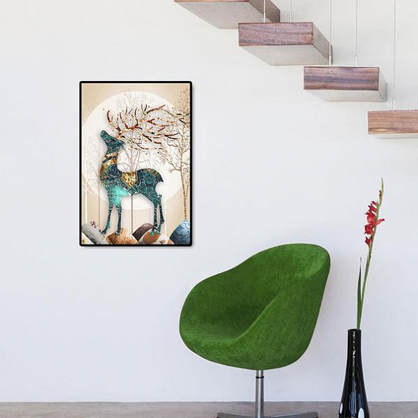 DIY Full Round Diamond Painting(50*65cm) - Elk PW777