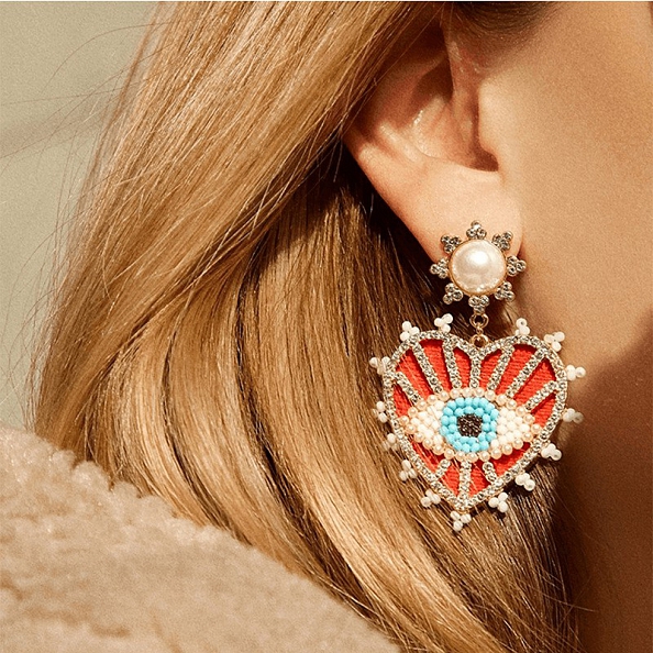 Heart Shape EVIL EYE EARRINGS PWB069