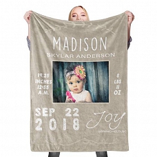 Custom Baby Photo Blanket with Name Birth Information Stroller Blanket Custom Swaddle Blanket Personalized Swaddle Blankets PW014