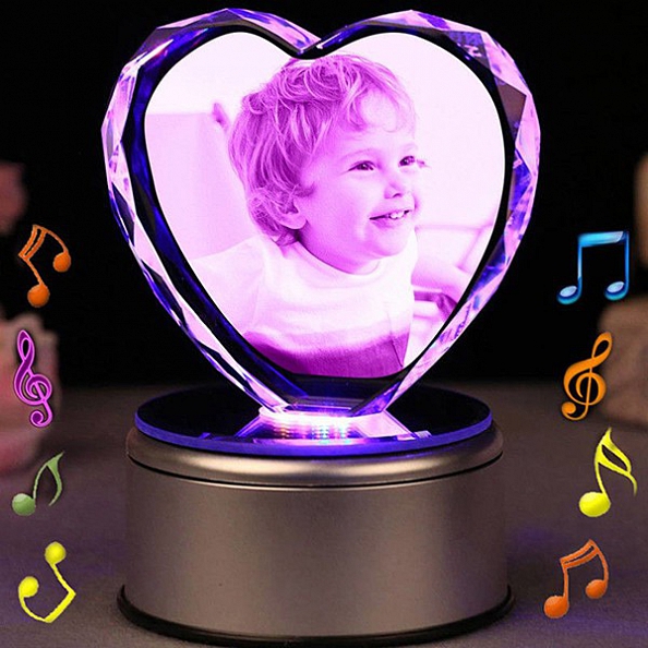 Colorful Crystal Music Night Light with Picture PW043