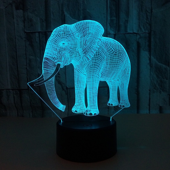 3D Elephant Illusion Lamp Gift 7 Colors  PW548