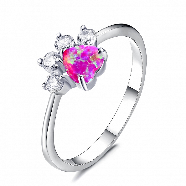 Opal & Crystal Paw Ring PWB315