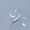 Moon & Star Sterling Silver Ring PWB284