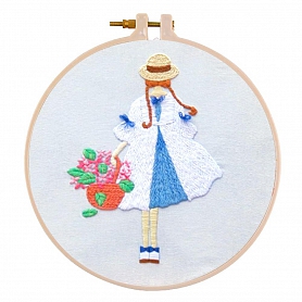 Flowers Girl-Embroidery Kit(30x30cm) PW665