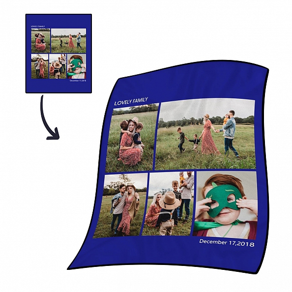 Custom Blankets Personalized Photo Blankets Custom Collage Blankets with 5 Photos PW511