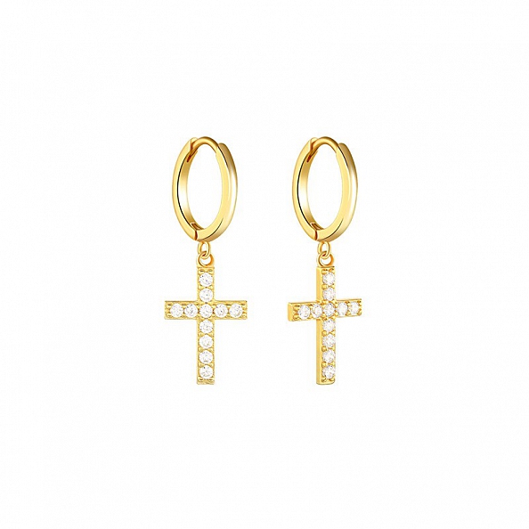 925 Sterling Silver Cross Earrings PWB312