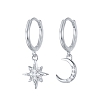 925 Sterling Silver Moon & Star Earrings PWB312