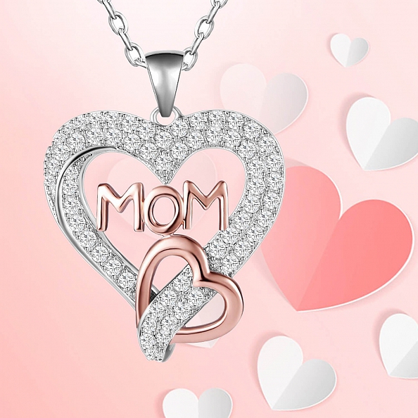 S925 Ｓｔｅｒｌｉｎｇ　Ｓｉｌｖｅｒ　Ｄｂｏｕｂｌｅ　Ｈｅａｒｔ　Ｍｏｍ　Ｎｅｃｋａｌｃｅ　ＰＷＢ３４１