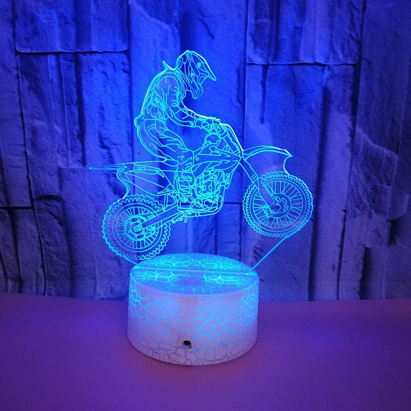 3D Motorcycle Illusion Lamp Gift 7/16 Colors PW554