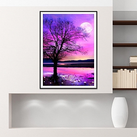 DIY Full Round Diamond Painting - Purple Sky Tree - PW681