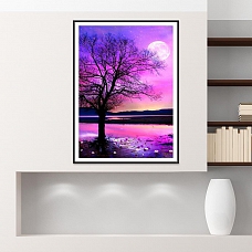 DIY Full Round Diamond Painting - Purple Sky Tree - PW681