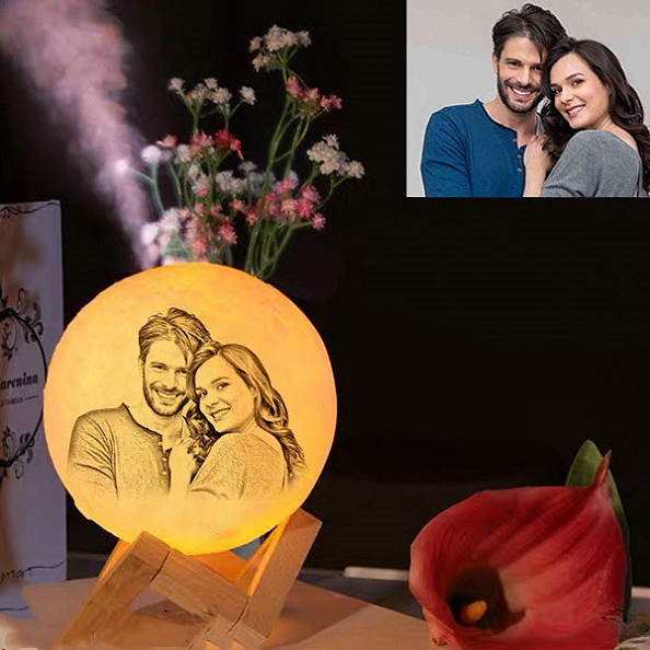 Personalized two colors photo humidifier moon lamp PW037