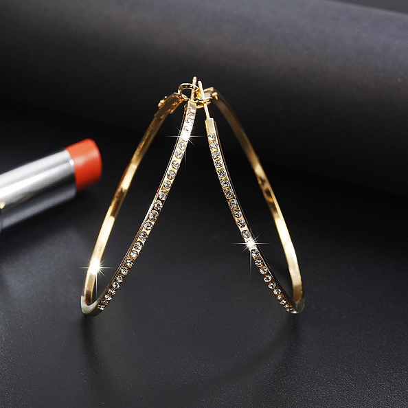 Shiny Zircon Hoop Earrings PWB289