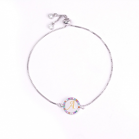 Colorful Rainbow Zircon 26 Letter Bracelet   PW881