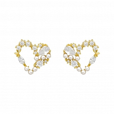 Heart-Shape Crystal Earrings PWB264