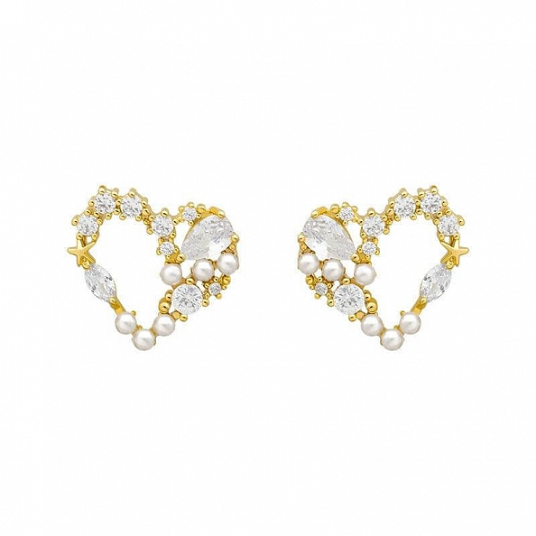 Heart-Shape Crystal Earrings PWB264