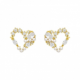 Heart-Shape Crystal Earrings PWB264
