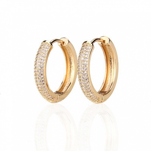 Shiny Zircon Hoop Earrings PWB288