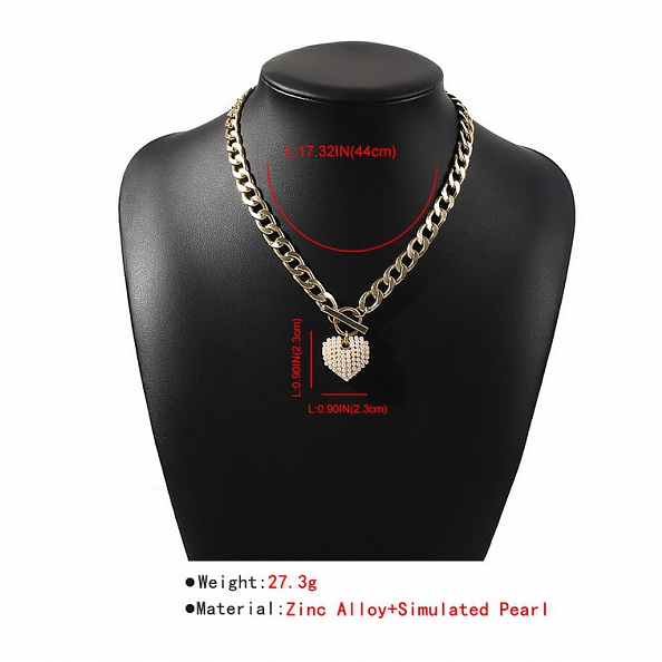 Punk pearl love necklace PWB212