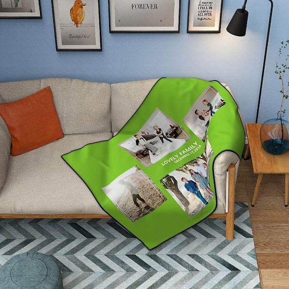 Custom Family Blankets Personalized Collage Blankets with 4 Photos PW515