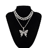 2Pcs Sparking Crystal Pave Butterfly Pendant Necklace PW936