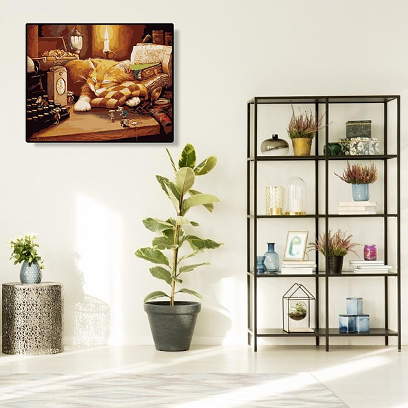 Diy paint by numbers-Sleeping Cat PW643
