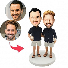 Casual Same-sex Male Couple Custom Bobblehead PW327