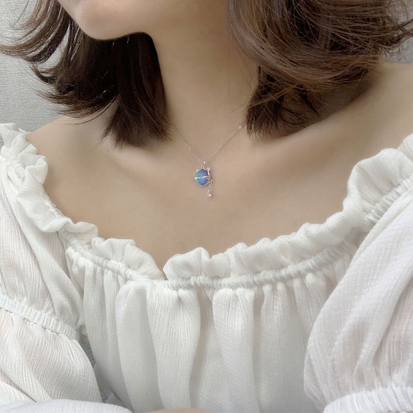 Cute Cat Head Pendant Necklace PWB483