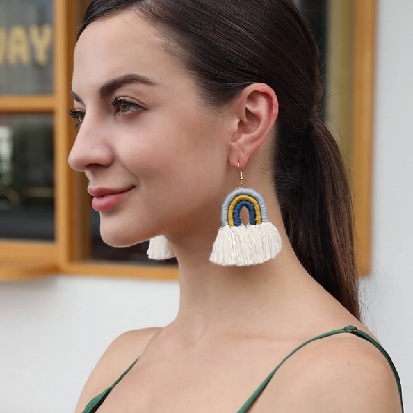 Colorful tassel earrings PWB226