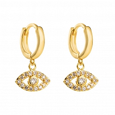 Plated gold eye earrings PWB053
