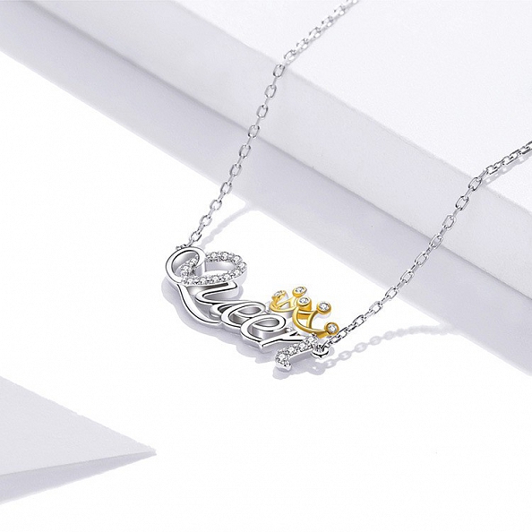 S925 Sterling Silver Queen Necklace PWB329