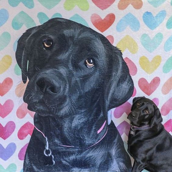 Custom Dog Blankets Personalized Pet Photo Blankets Painted Art Portrait Fleece Blanket PW005