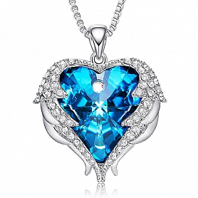 Angel Wings Heart Pendant Swarovski Necklace PW870