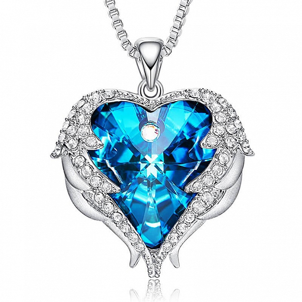 Angel Wings Heart Pendant Swarovski Necklace PW870