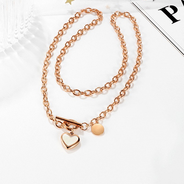 Circular Heart Clavicle Chain PWB056