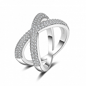 925 Sterling Silver X-shape Ring PWB252