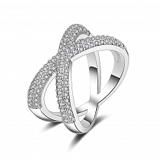 925 Sterling Silver X-shape Ring PWB252