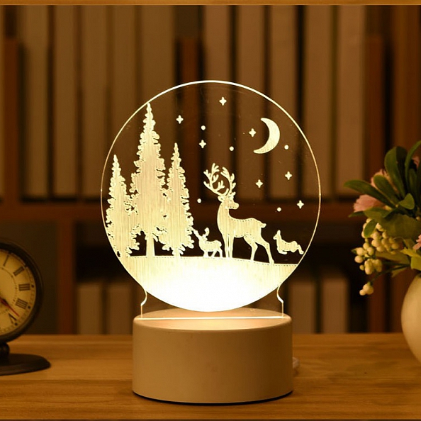 Customized 3D Deer Landscape Illusion Lamp Gift PW562