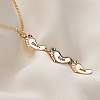 Vertical Baby Feet Necklace With Birthstones PWB161
